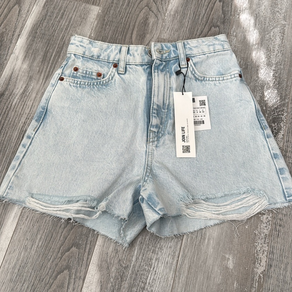 Women's Light Blue Denim Shorts - Picture 6 of 12